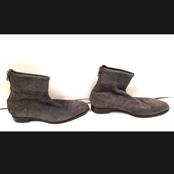 Les Hommes $860 Made in Italy Gray Suede Leather Ankle Boots Zip Up EU 45 US 12 main image 2